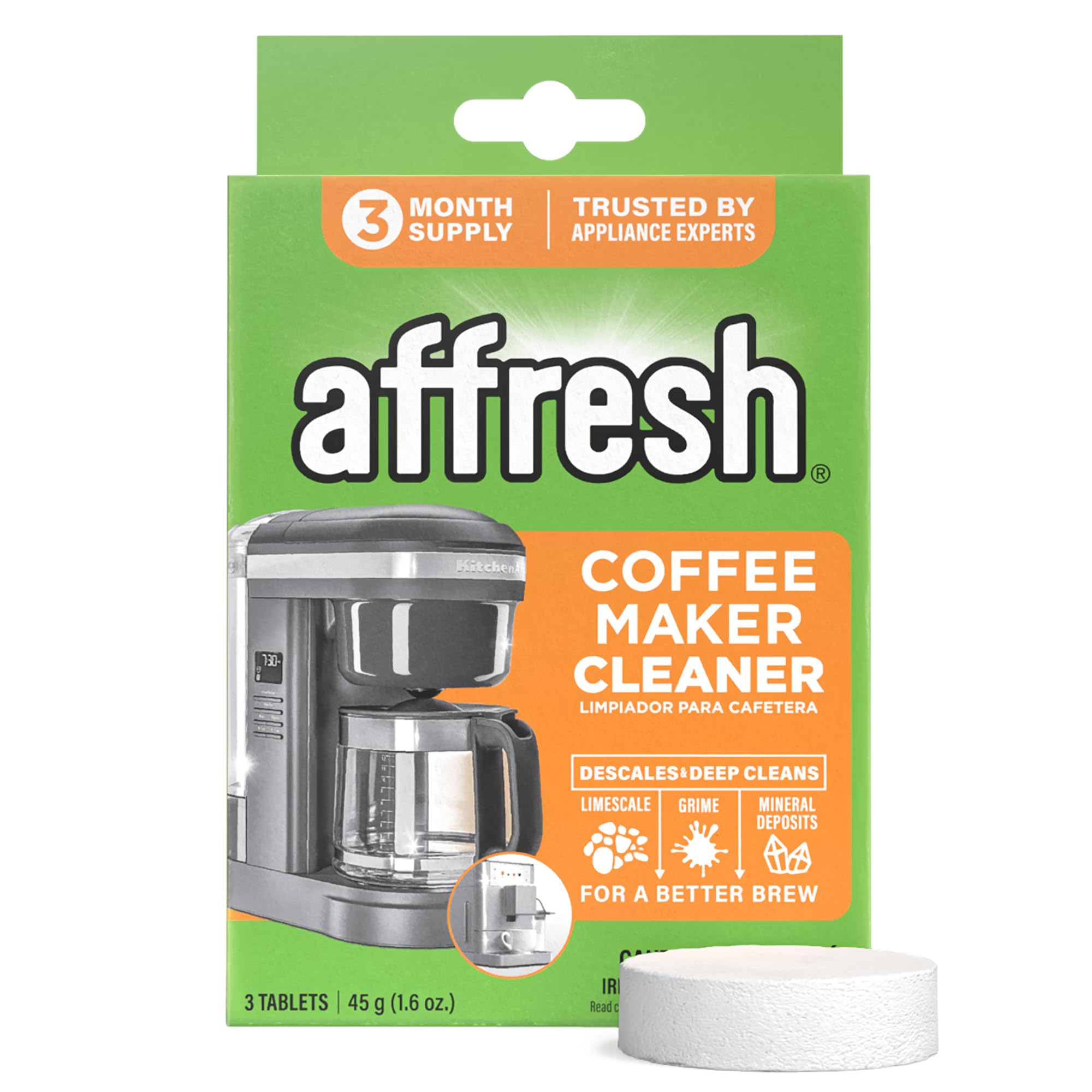 Affresh Coffee Maker Cleaner, Works with Multi-cup and Single-serve Brewers, 3 Tablets