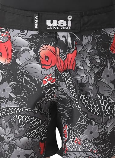 USI UNIVERSAL Shorts for Men, 411K Koi Fish MMA Shorts, MMA Shorts for Training &amp; Kickboxing, Fighting Shorts for Martial ...