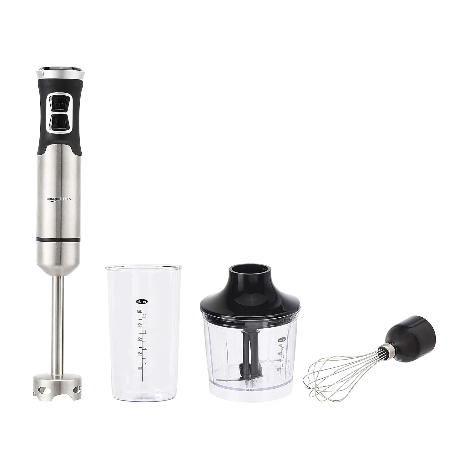 Amazon Basics Multi-Speed Immersion Hand Blender for Kitchen Mixing Smoothies Soups 500 Watt Powerful with Blending Stick Whisk