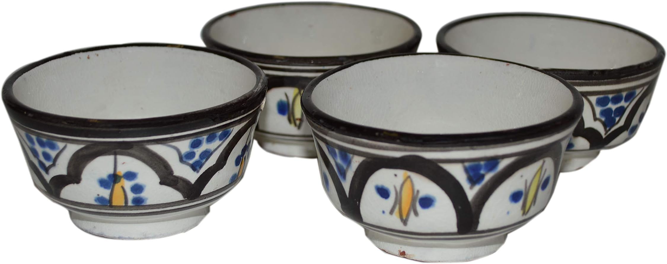 Moroccan Handmade Serving Bowl Set of 4 Small Dipping Sauce Butter Olive Oil Multicolored