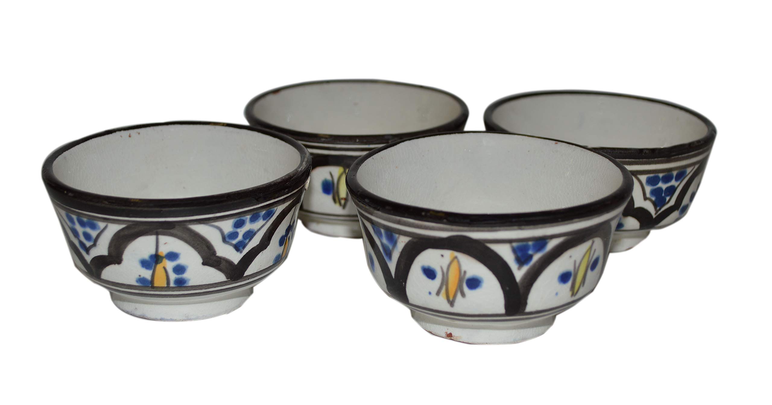 Moroccan Handmade Serving Bowl Set of 4 Small Dipping Sauce Butter Olive Oil Multicolored