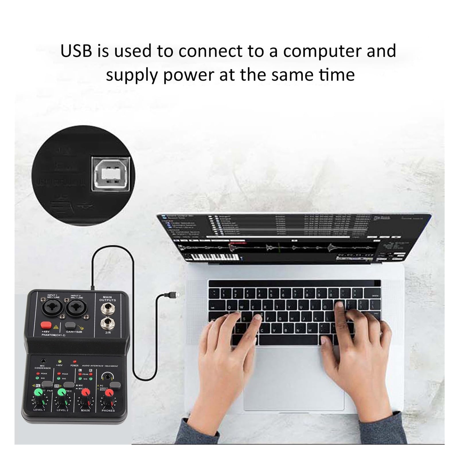 Mezclador de audio, Consola De Mezclas Sonido, Mezclador Compacto 2 Canales