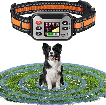 GPS Wireless Dog Fence Electric Dog Fence with Early Warning Beep & Auto-Protection, Radius Range 49-6561 ft, Waterproof, 3 Modes, Harmless and Suitable for All of Dogs,B