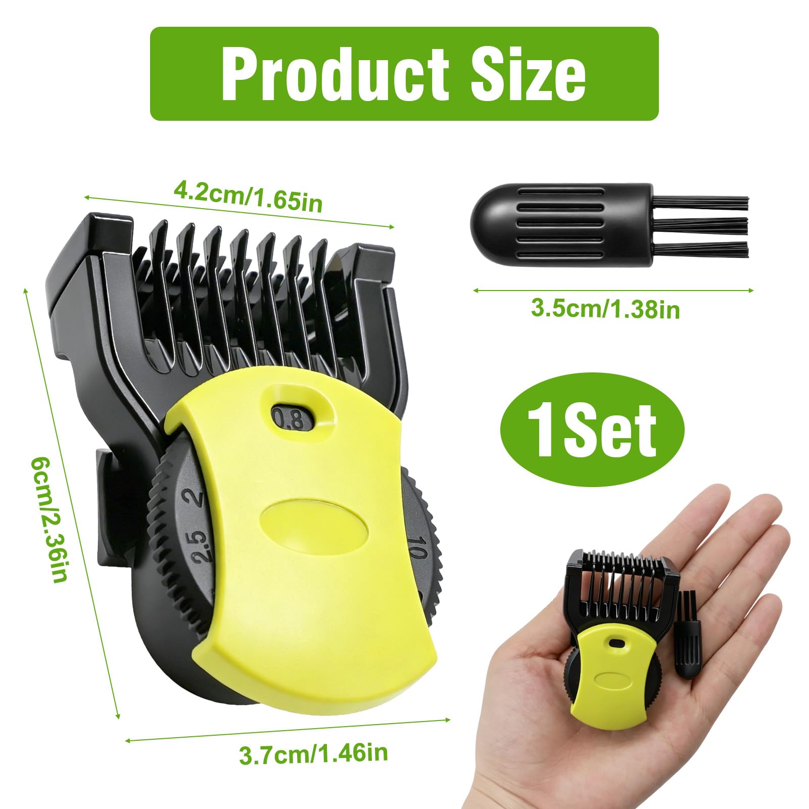 Testina di ricambio e pettine regolabile per rasoio da barba e corpo, pettine da barba compatibile con Philips Oneblade, testine Philips Oneblade di ricambio con 14 lunghezze (0,4-10 mm)