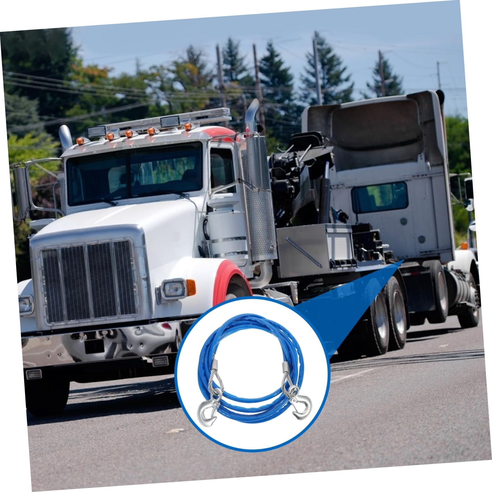 ETHZZLE Heavy Duty Vehicle Tow Strap Towing Rope with Safety Hooks Durable and Abrasion Resistant for Stump Removal and Emergency Compact and Portable Design