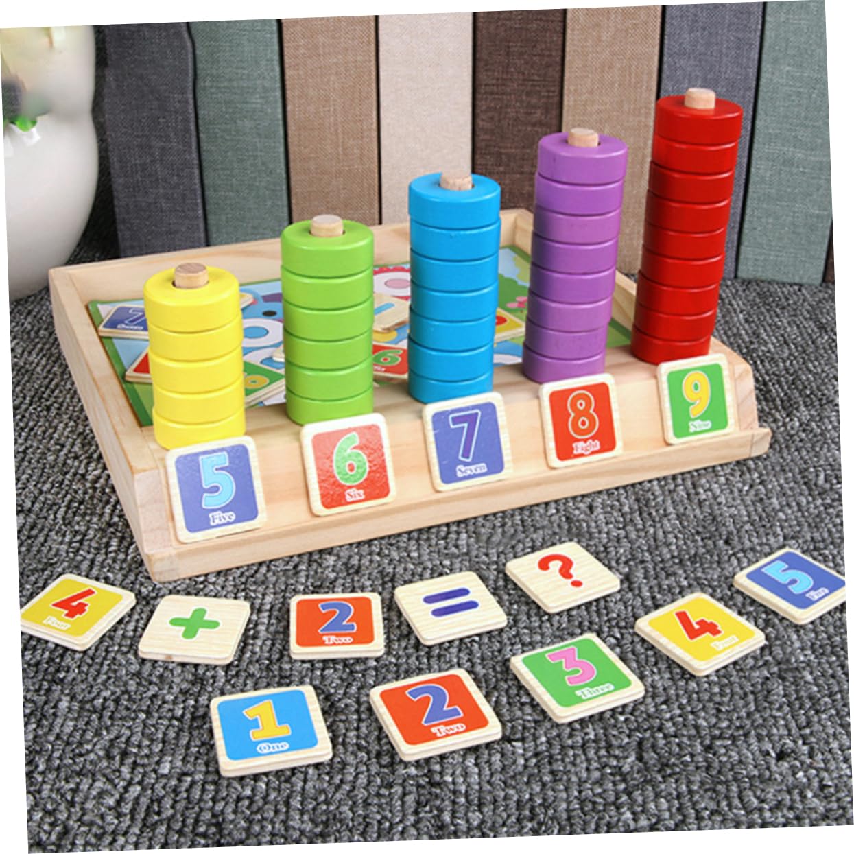 Educativo de Bloques de Madera para Multifuncional de Matemáticas Colores Desarrollo Cognitivo y Habilidades Manuales para Preescolar