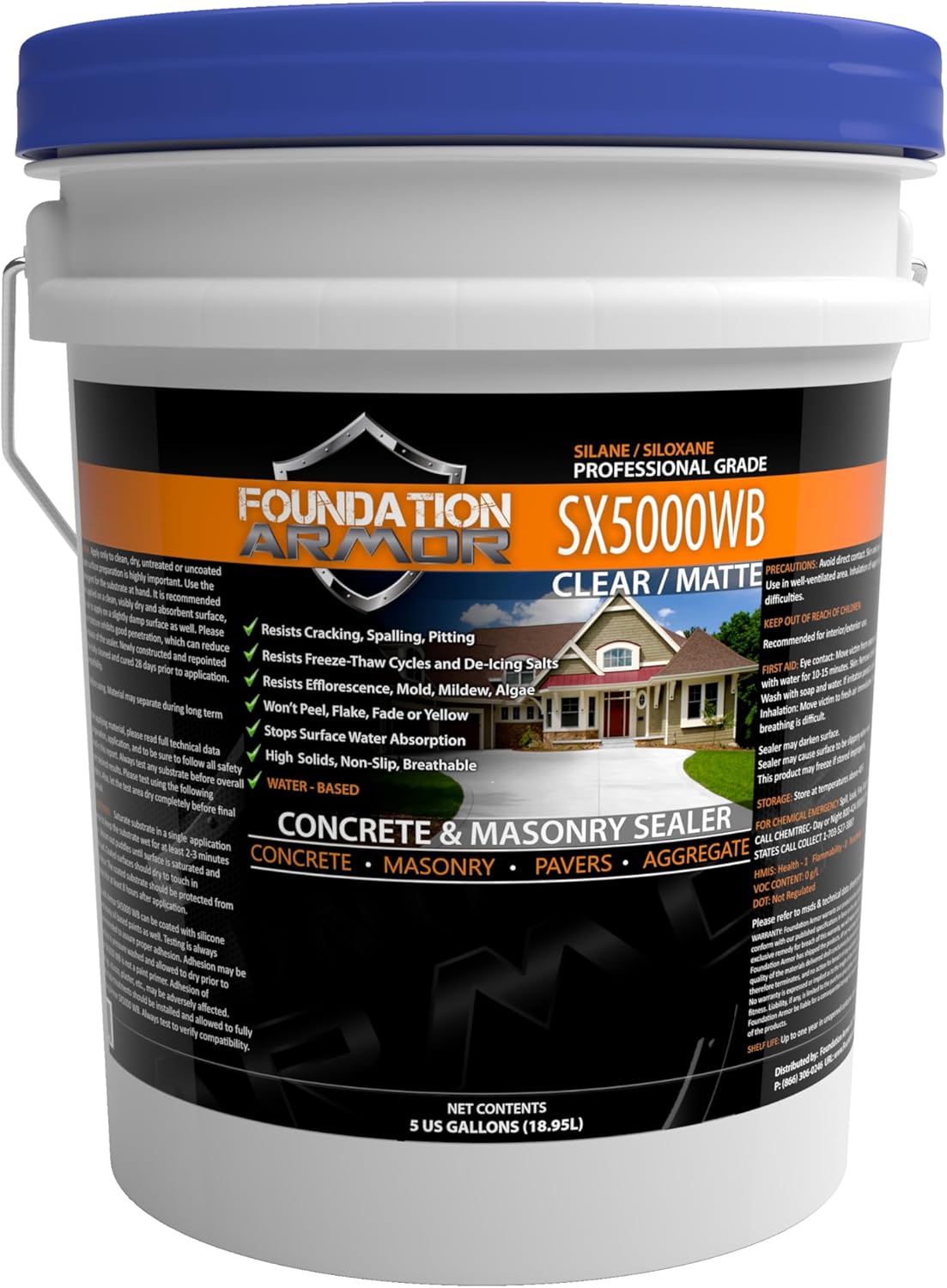 Armor SX5000 WB Natural-Look Penetrating Water-Based Silane Siloxane Concrete Sealer for Concrete
