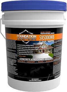 Armor SX5000 WB Water-Based Silane Siloxane Concrete Sealer - Natural Look Penetrating Protection for Driveways, Patios, Brick, Pavers & Stone, 5 Gallon