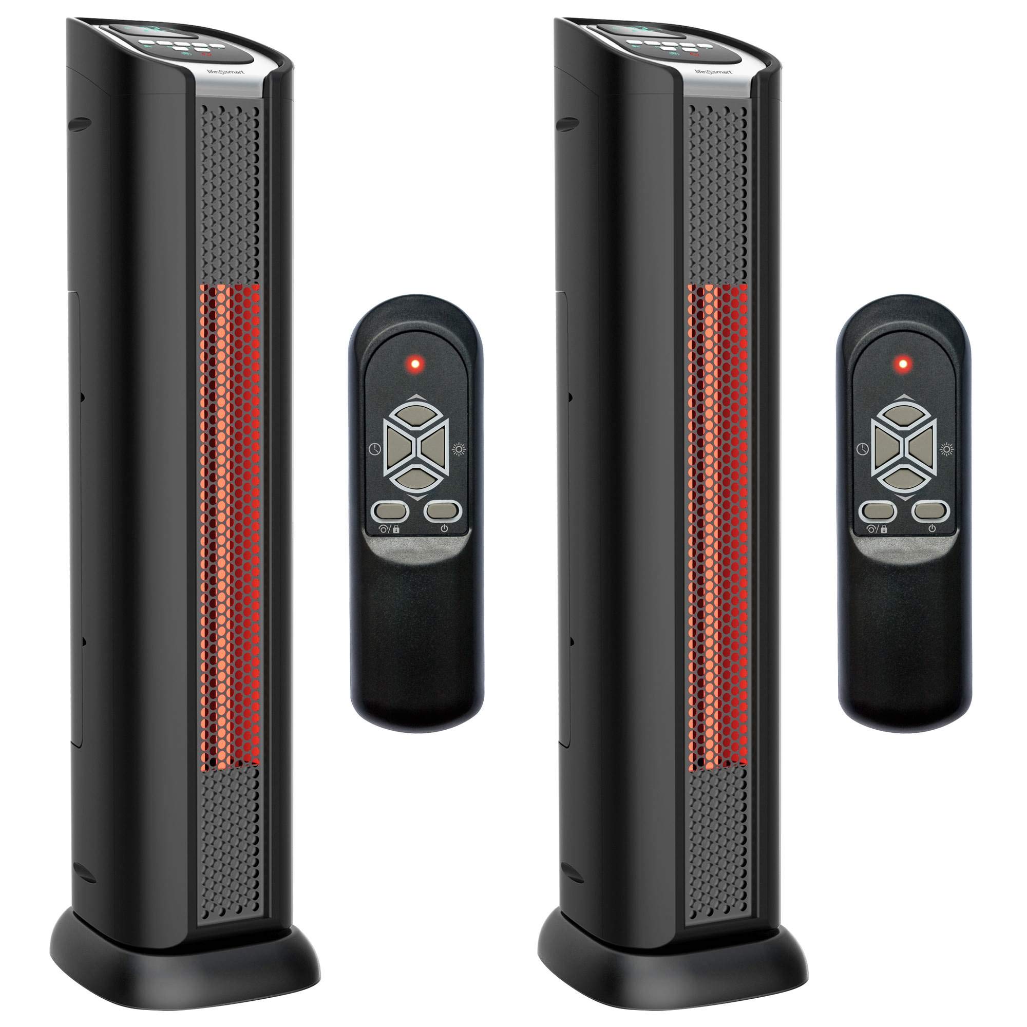 Amazon.com: Lifesmart 2 Element Quartz Infrared 24-Inch Electric Portable  Tower Indoor Room Space Heater and Fan, Black (2 Pack) : Home u0026 Kitchen