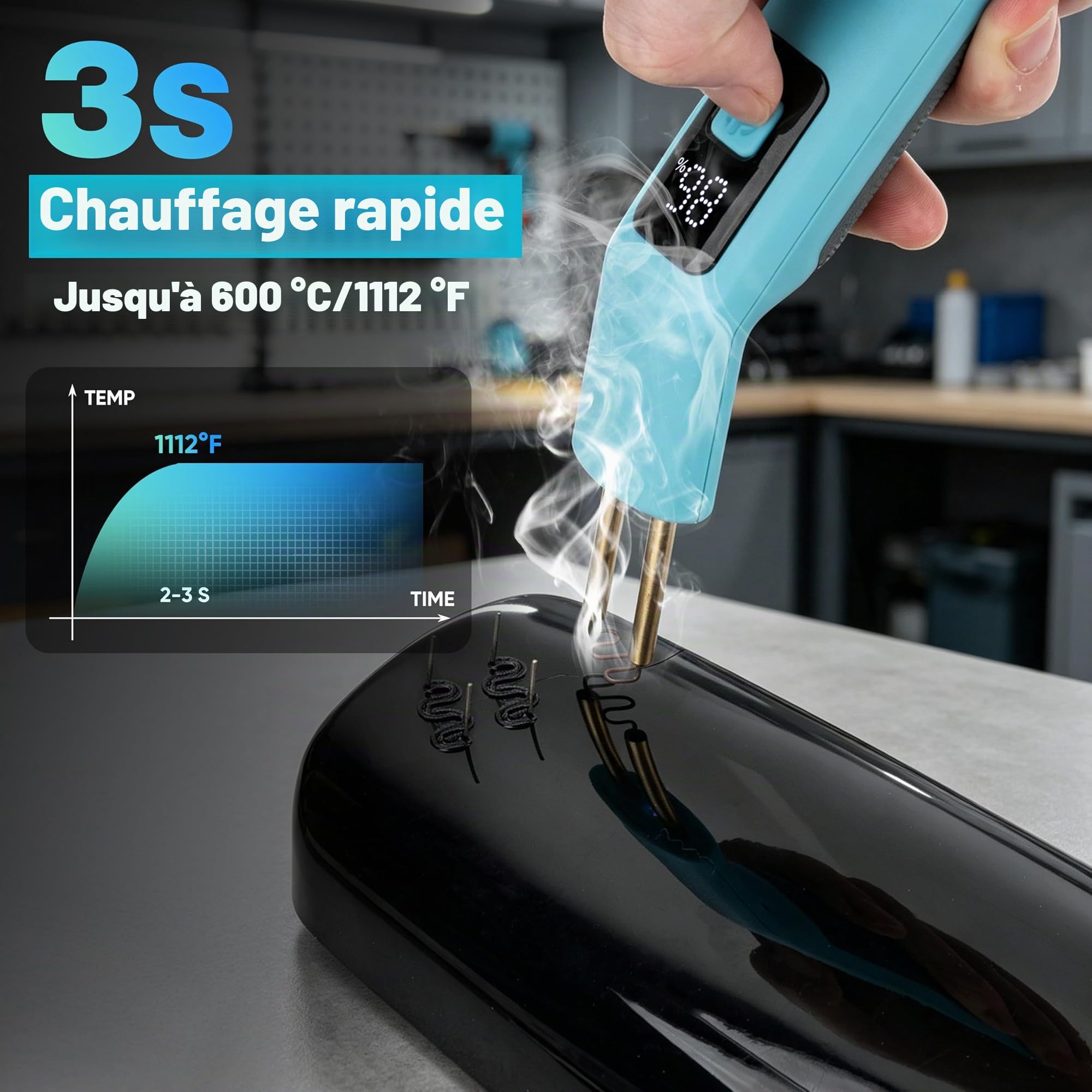 SHALL Soudeuse plastique sans fil - Agrafeuse à chaud 200 pièces - Kit d'agrafeuse à chaud - Pour la réparation du plastique, des pare-chocs et des jouets