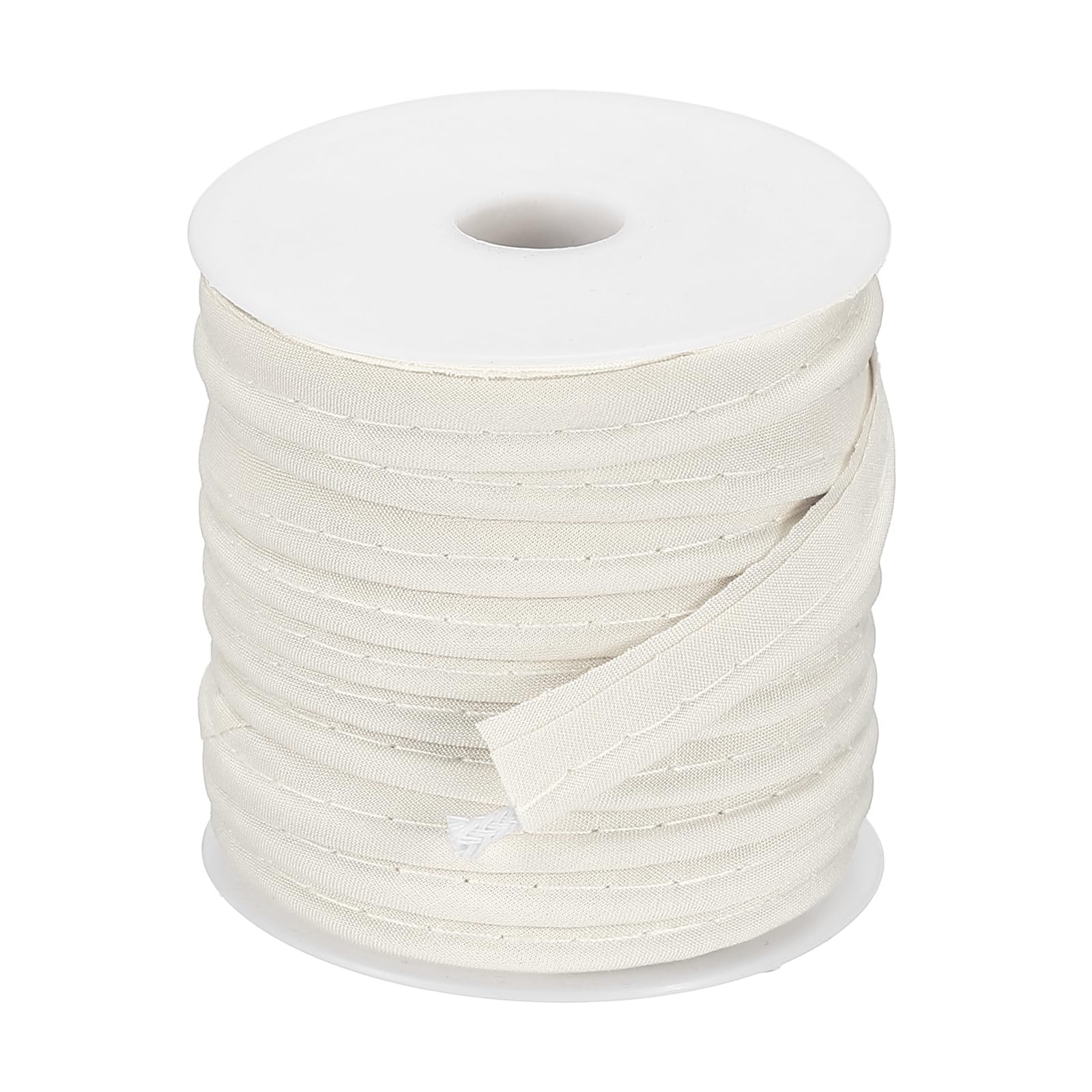 sourcing map Piping Trim Bias Tape, 3/8 Inch 25 Yards Cotton Folding Binding Tape with Welting Cord, Decorative Sewing Trim for Home Decor Sewing DIY Crafting Clothing Fabric Edge, Pure White — image 1