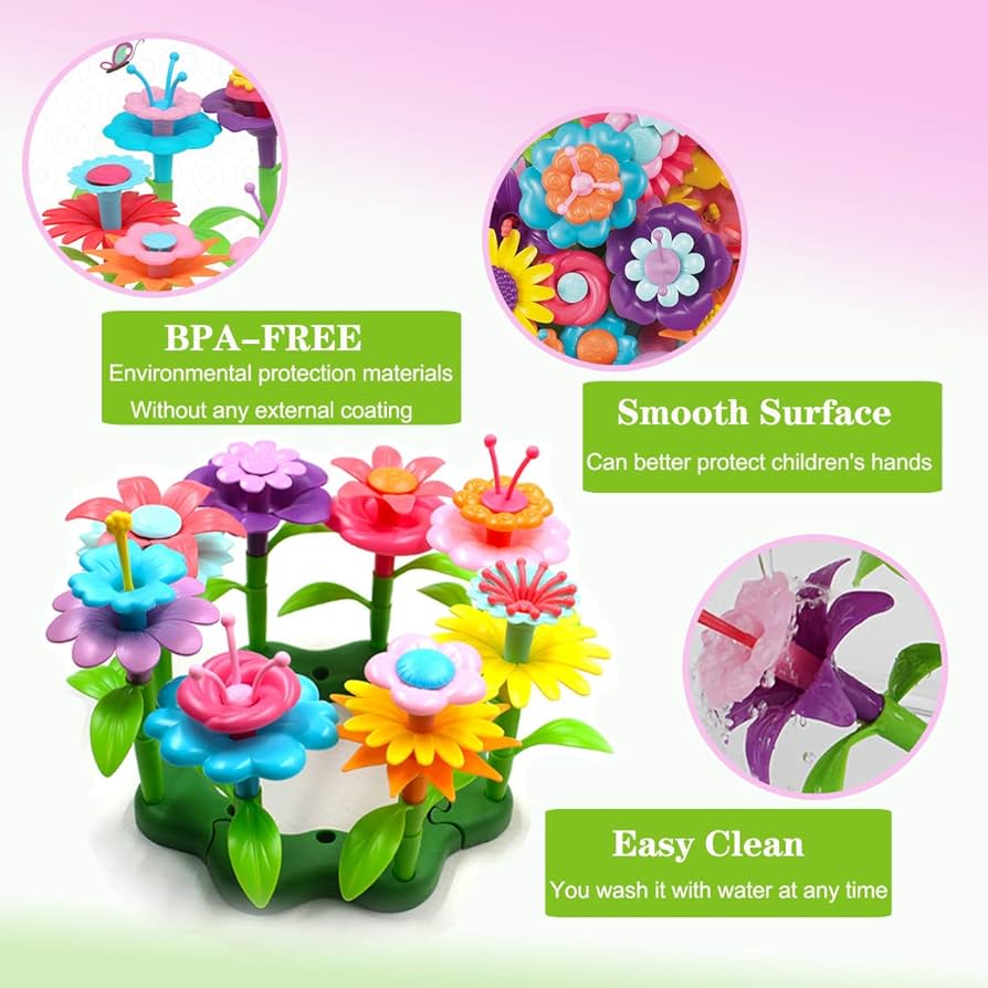 littleGarden♡ Flower Bouquet Building Sets, for Girls Adults Ages 6 7 8 9