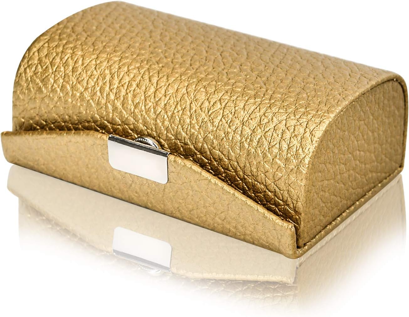 Leather Lipstick Case Holder with Mirror, Can Holds 2 Lipsticks Lipstick Box Organizer Bag Cosmetic Storage Kit for Purse for Women Ladies Gifts，Black (Gold)