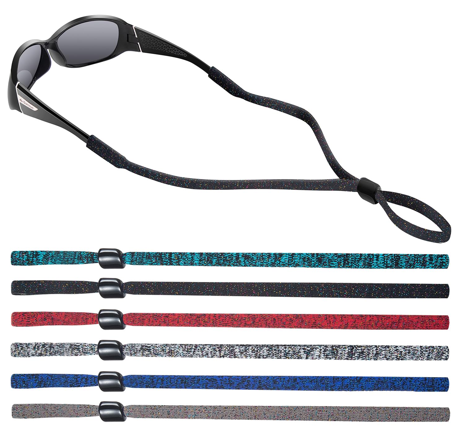 SHINKODASHINKODA 6 Pcs Neck Strings for Glasses, Sunglass Tether Strap Adjustable Sunglasses Keeper Cord Eyeglass Lanyard Eye Glasses Holders Around Neck Rope Bling Eyewear Retainer