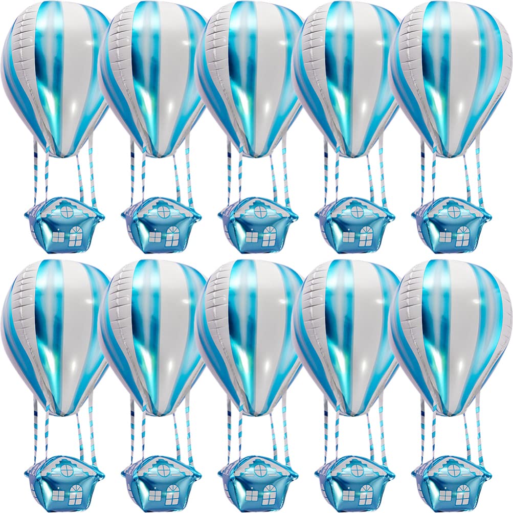 Zerodeko4D Hot Air Balloon Aluminum Balloon Helium Balloon Aluminum Foil Balloons Party Hot Air Balloon Floating Helium Foil Balloons for Children Themed Birthday Party Decor Balloons (10PCS)