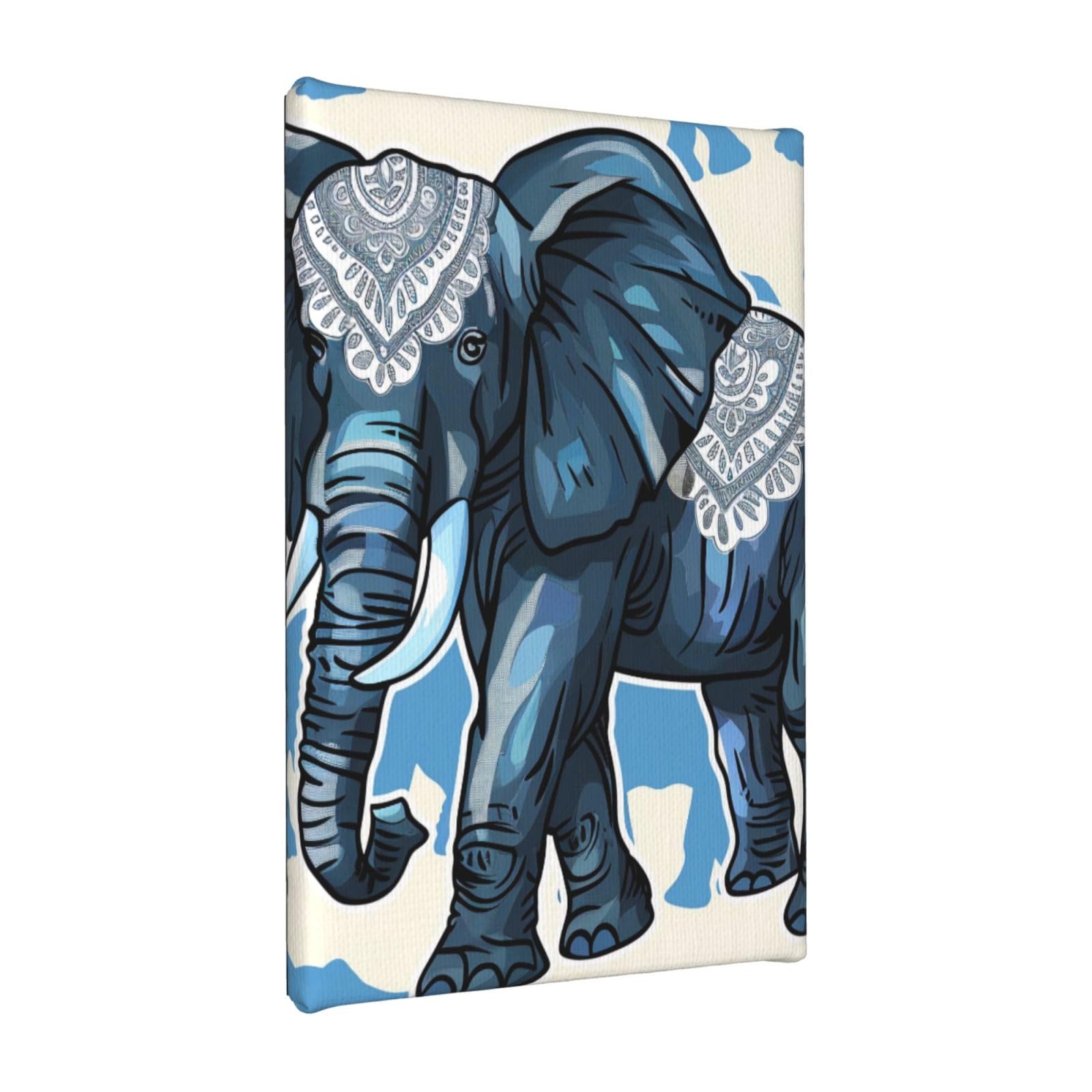YKLJG aztec elephant Printed Wall Art Canvas Painting 20x30 CM Wooden Framed Picture Painting Artwork Prints for Bedroom Kitchen Home Office Decor