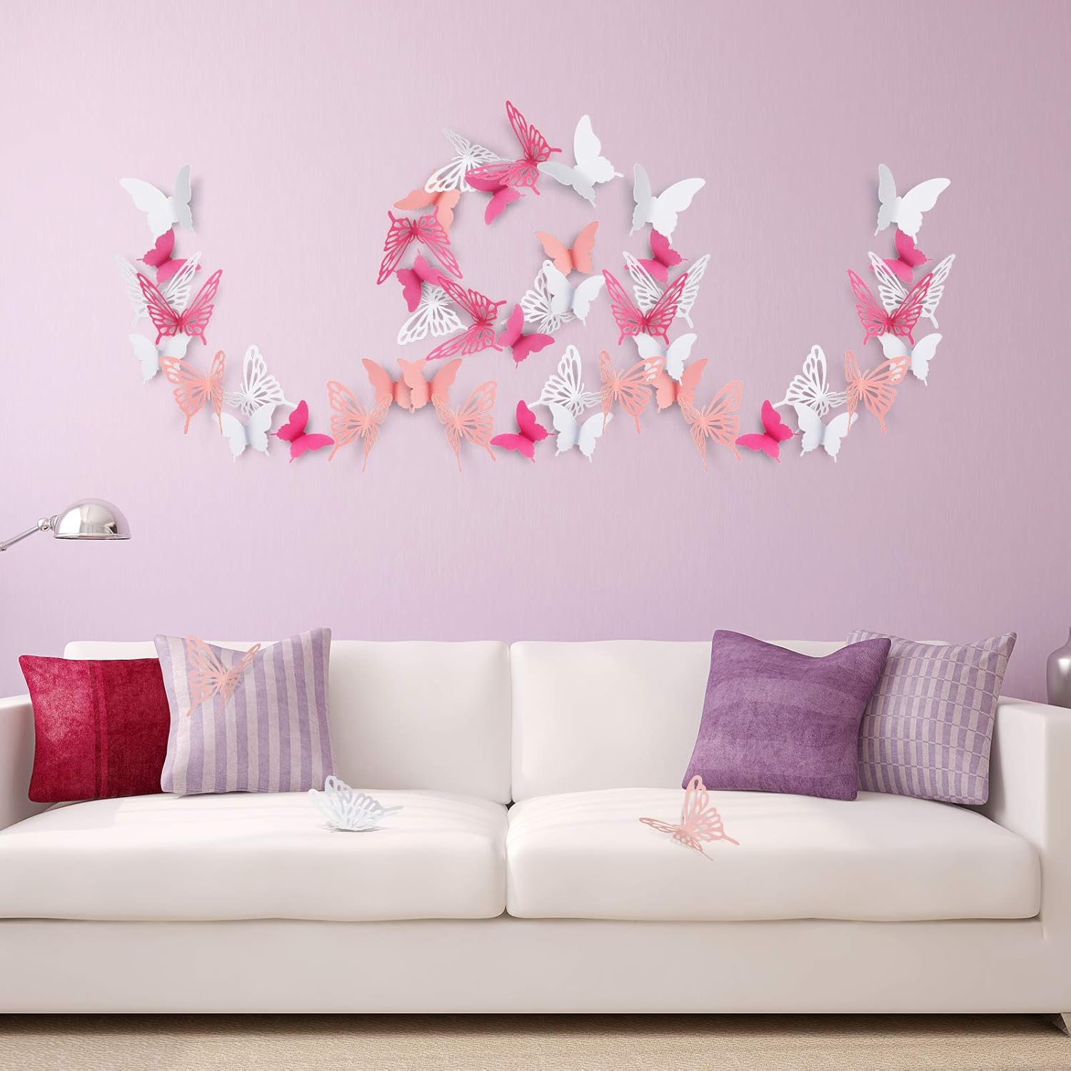 Download Buy 120 Pieces 3d Paper Butterfly Wall Stickers 3 Colors Removable Butterflies Decor Butterfly Wall Decals For Living Room Home Nursery Girls Bedroom Diy Wall Decorations White Pink Rose Red Online In