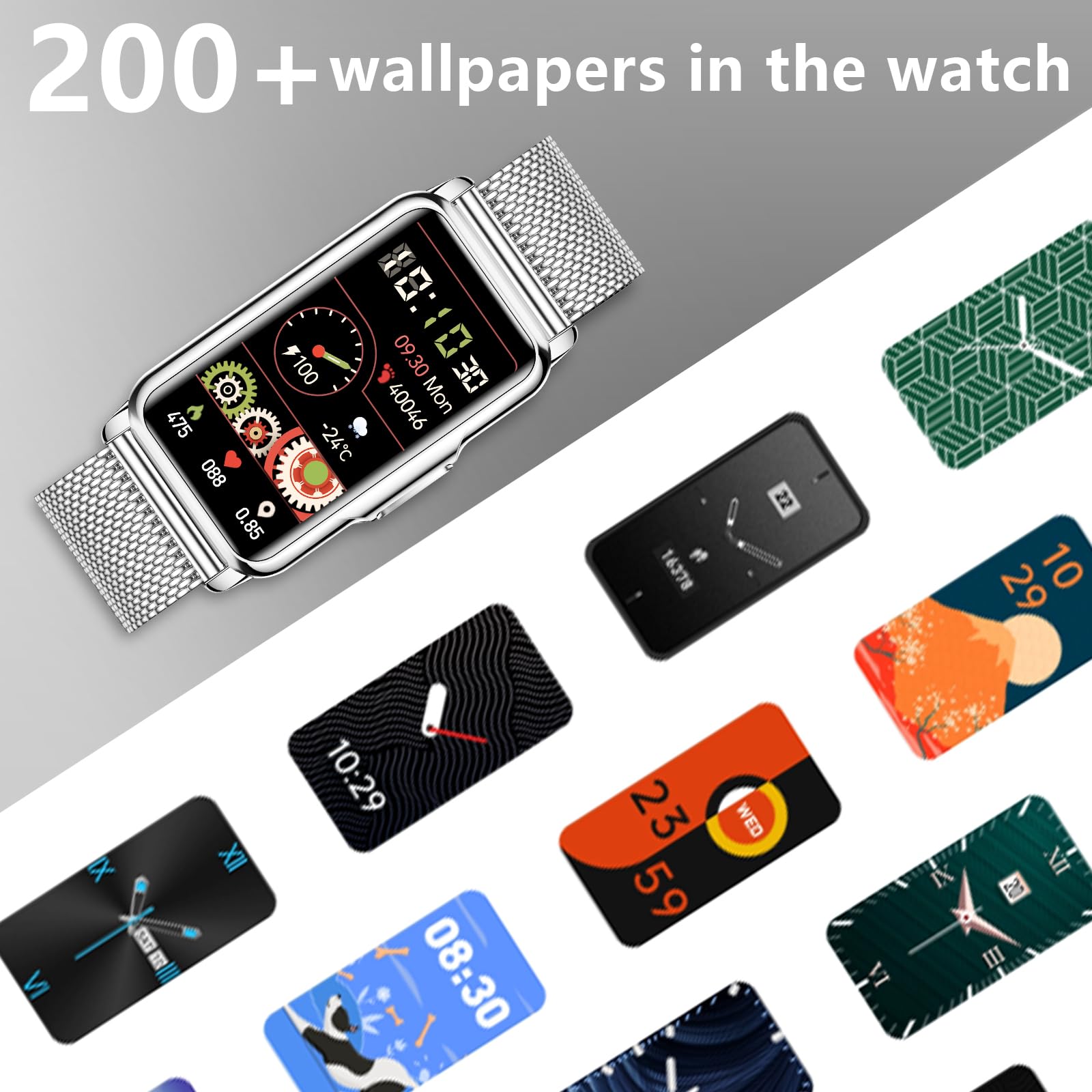 Smartwatch Damen 1,47 Zoll Armbanduhr mit IP68 Wasserdicht Fitness tracker Sportuhr mit Zwei Wochen Standby SpO2 124 Trainingsmodi Herzfrequenzmessung Schlafmonitor, Musikkontrolle Android iOS