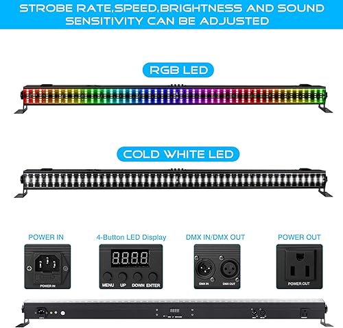 Vista 4 de Barra de luz LED de lavado de escenario - OPPSK 100 W 288 LEDs RGBW DJ barra de luz con función de persecución mapeo de píxeles efectos