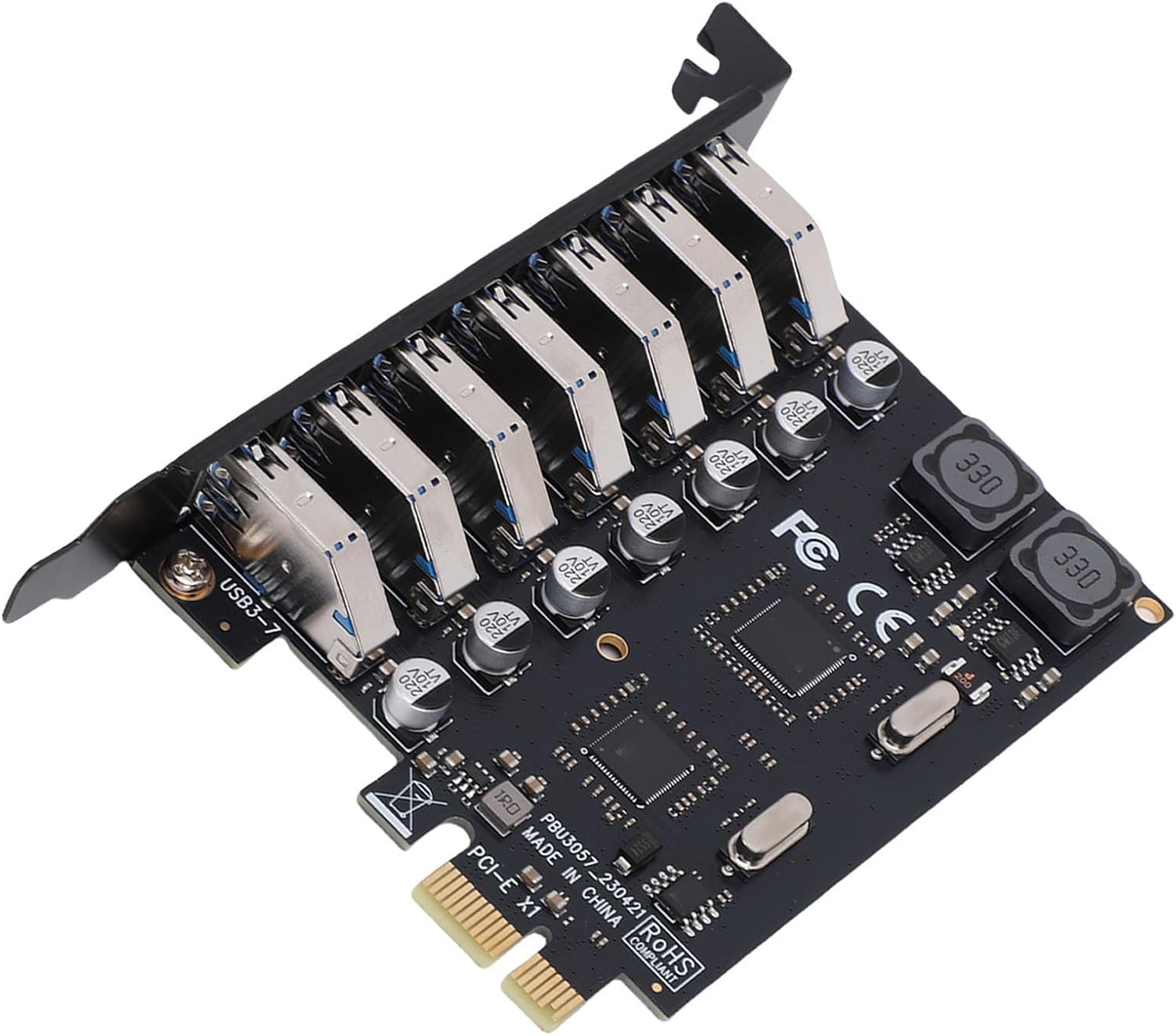 PCI Express to USB Adapter Card 7 Ports PCIE USB 3.0 Controller Adapter Support for 11 10 8 7, 5Gbps Transfer, PCB