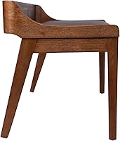 Vista 7 de Rasmus Brown Faux Leather Wood Dining Bench - Chestnut Wire-Brush Finish