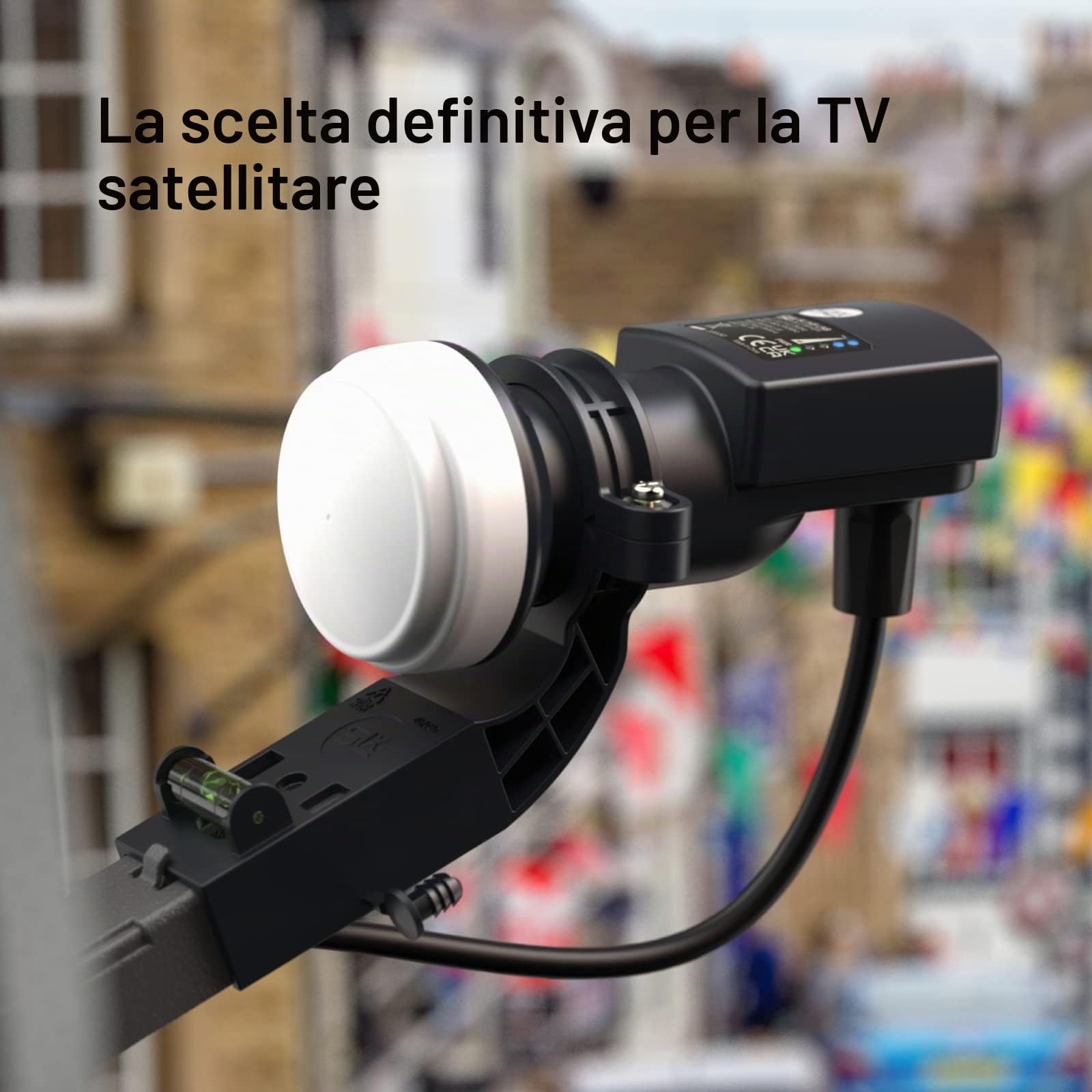 Illuminatore Parabola LNB Universale, Occhio Parabola a Uscita Singola con Rilevatore di Potenza del Segnale, 4K, UHD, Full HD