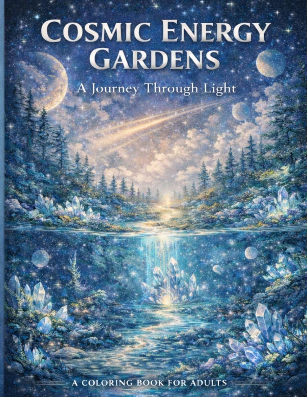 COSMIC ENERGY GARDENS A Journey Through Light: A Relaxing Adult Coloring Book of Fantasy Gardens, Crystal Seas, Cosmic Worlds & Relaxing Cosmic Landscapes