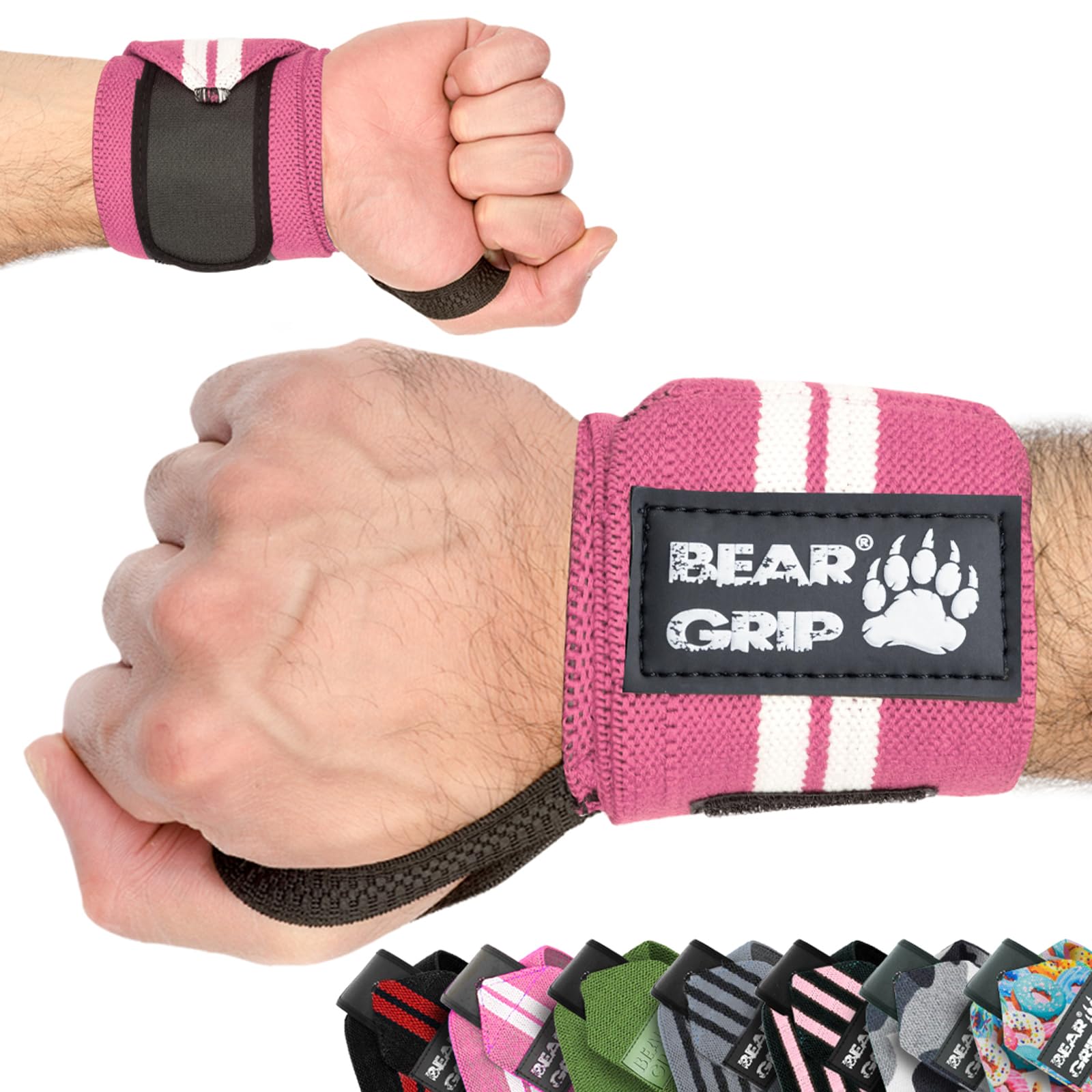 BEAR GRIP - Weight lifting wrist support wraps (Sold in pairs)