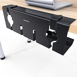 Ideal to Avoid Drilling Through Desks - NODOCA Cable Management Under Desk, 43 x 15 x 12cm Cable Management Tray for Keeping Desk Cables Neat, Holds Up to 7 KG Cable Tray for Office, Home(Black)