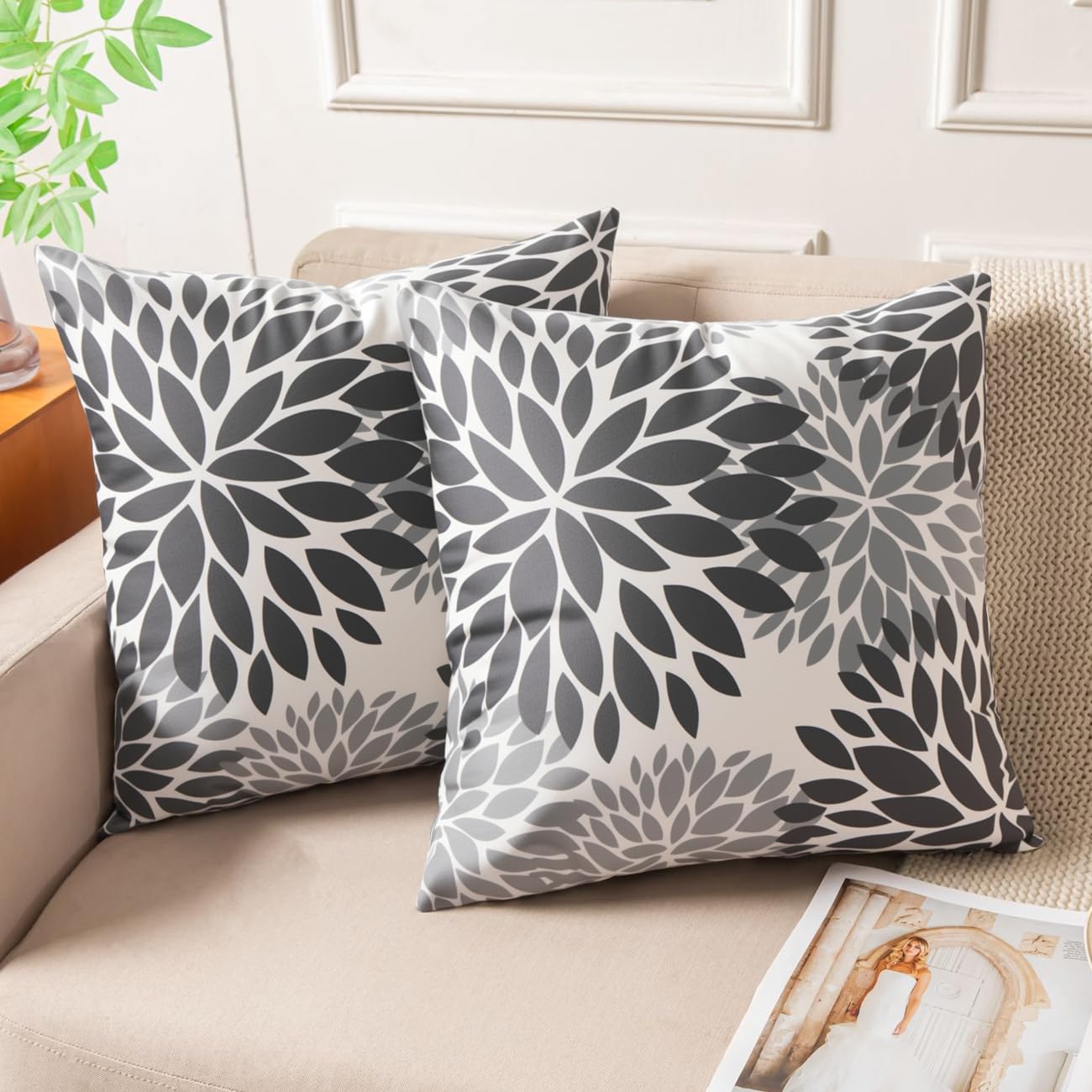 NIULAA Copricuscini Quadrati In Velluto Grigio, 45x45 Cm, 2 Pezzi. Fodere Con Cerniera Invisibile Per Divano E Letto. Morbide E Decorative. - 5