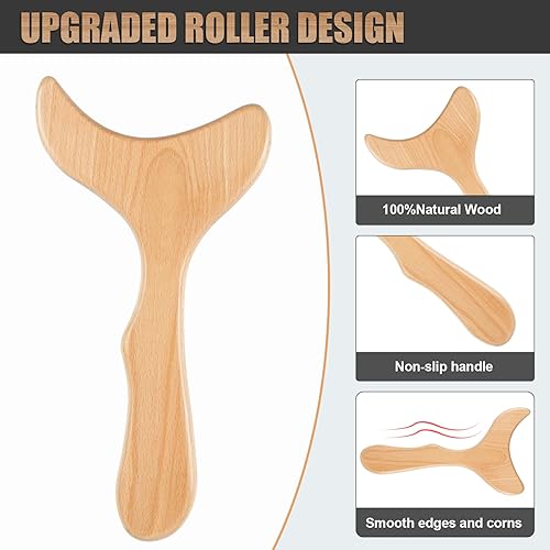 Miniatura 7 de Herramientas de masaje de terapia de madera, masajeador de drenaje linfático de madera, removedor de celulitis, herramienta de escultura corporal