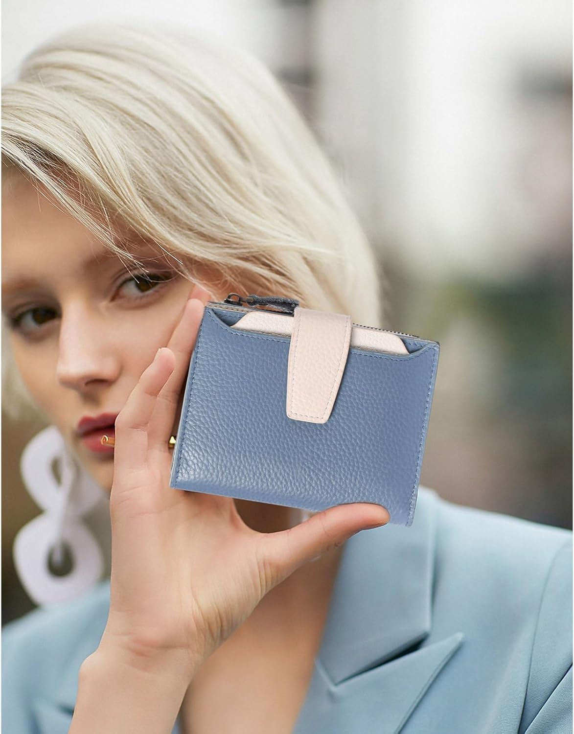 FALAN MULE Small Wallet for Women Leather Bifold Compact RFID Blocking Small Womens Wallet Purse