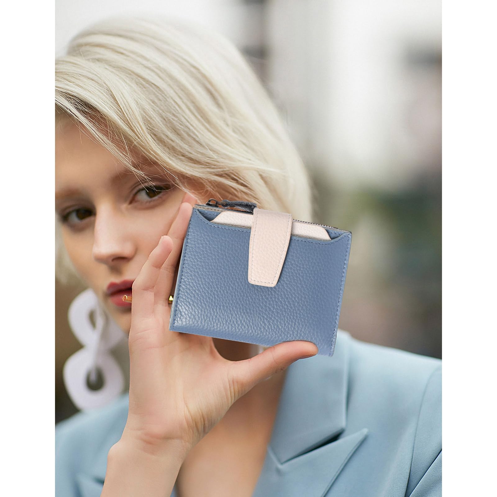 SENDEFN Portafoglio Donna in Pelle Vera Piccolo Portamonete Cute con Cerniera 14 Carte Portafoglio Donna Pelle con Tanti Scomparti