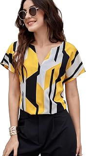 AVANOVA Women's & Girl's Peach, Keyhole Neck, Short Sleeve Blouse Tops for Women/Tops, T-Shirts for Girls (Top 90) Price In India