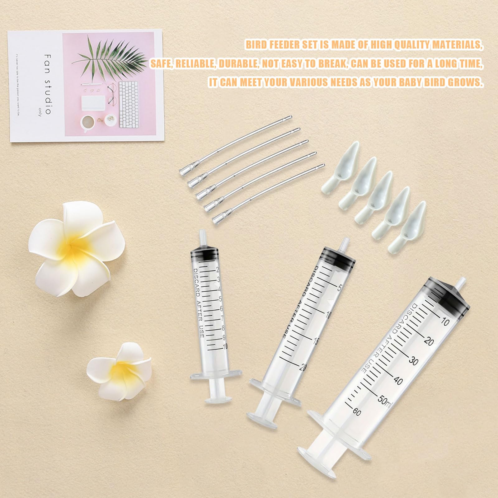 Baby Bird Feeding Syringe Set, 10ml 20ml 60ml Pet Parrot Feeding Syringe with Tubes and Spoon - Image 3