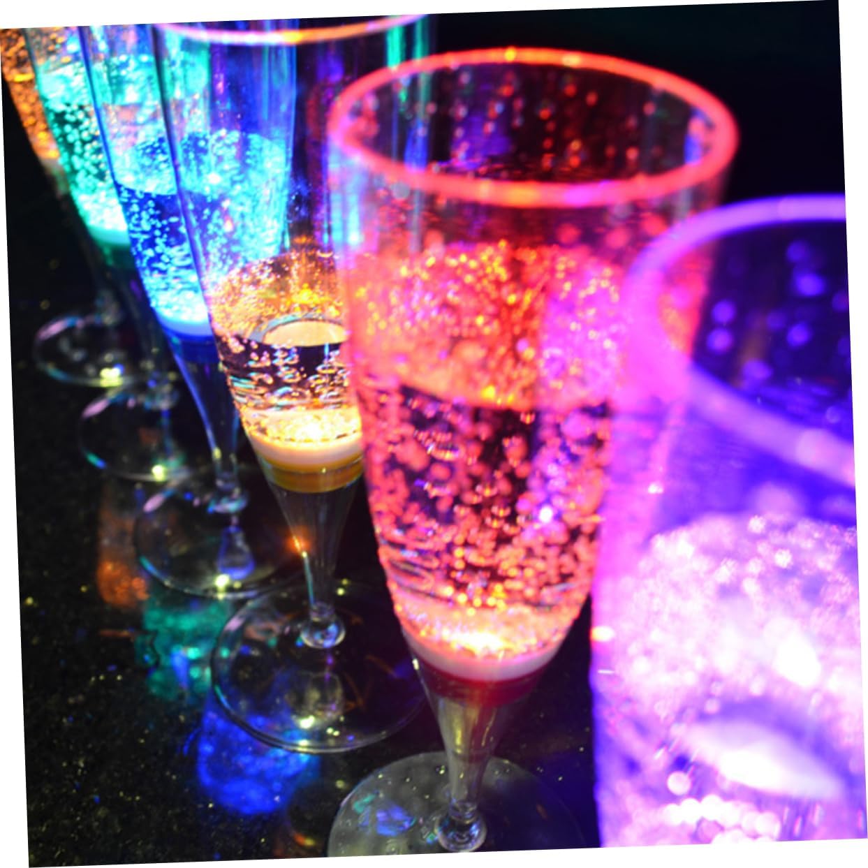 6 Pcs LED Light Up Wine Glasses Liquid Activated Festive Goblet for Parties Weddings Celebrations Mixed Color Plastic Drinkware