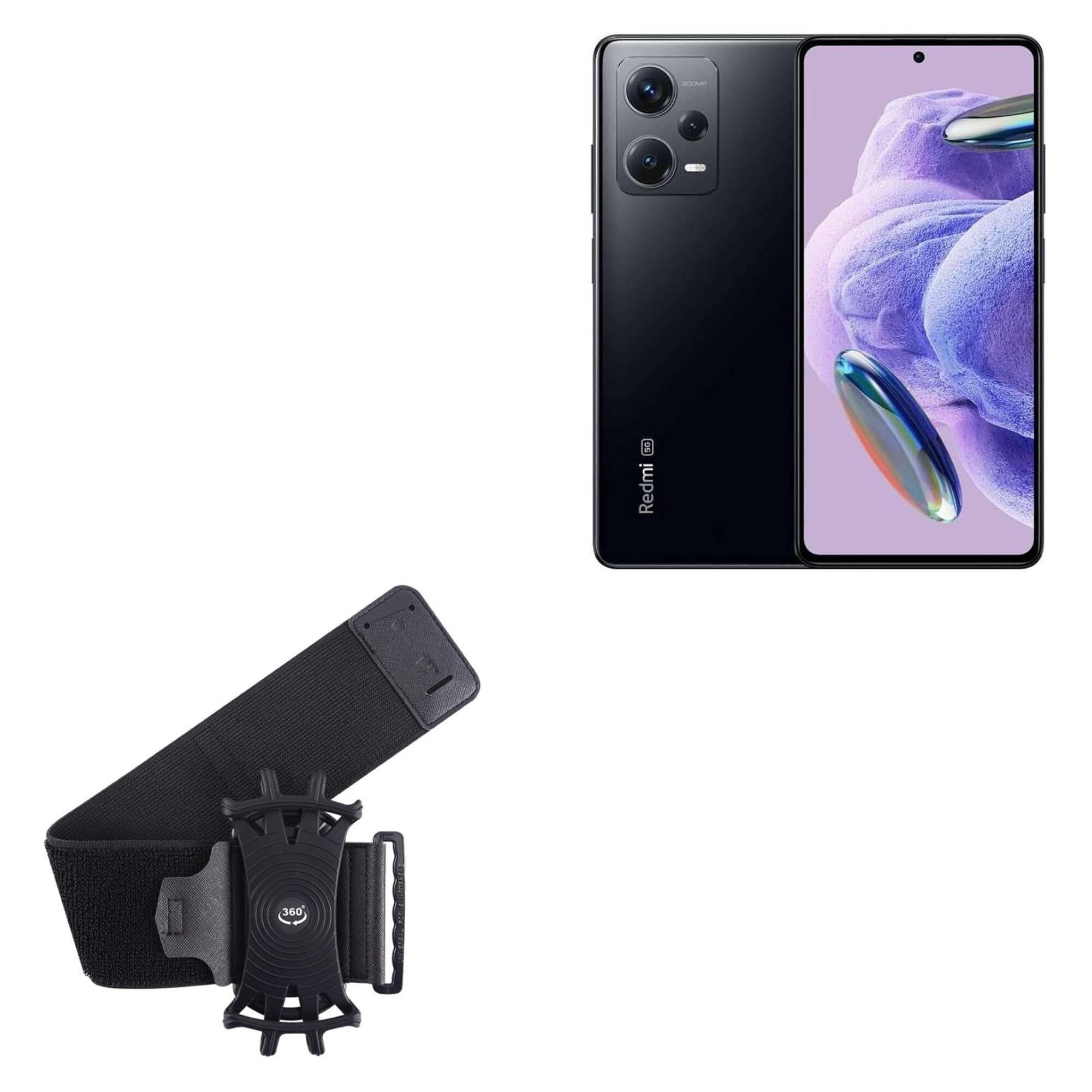 BoxWave Holster Compatible with Xiaomi Redmi 12 - ActiveStretch Sport Armband, Adjustable Armband for Workout and Running - Jet Black