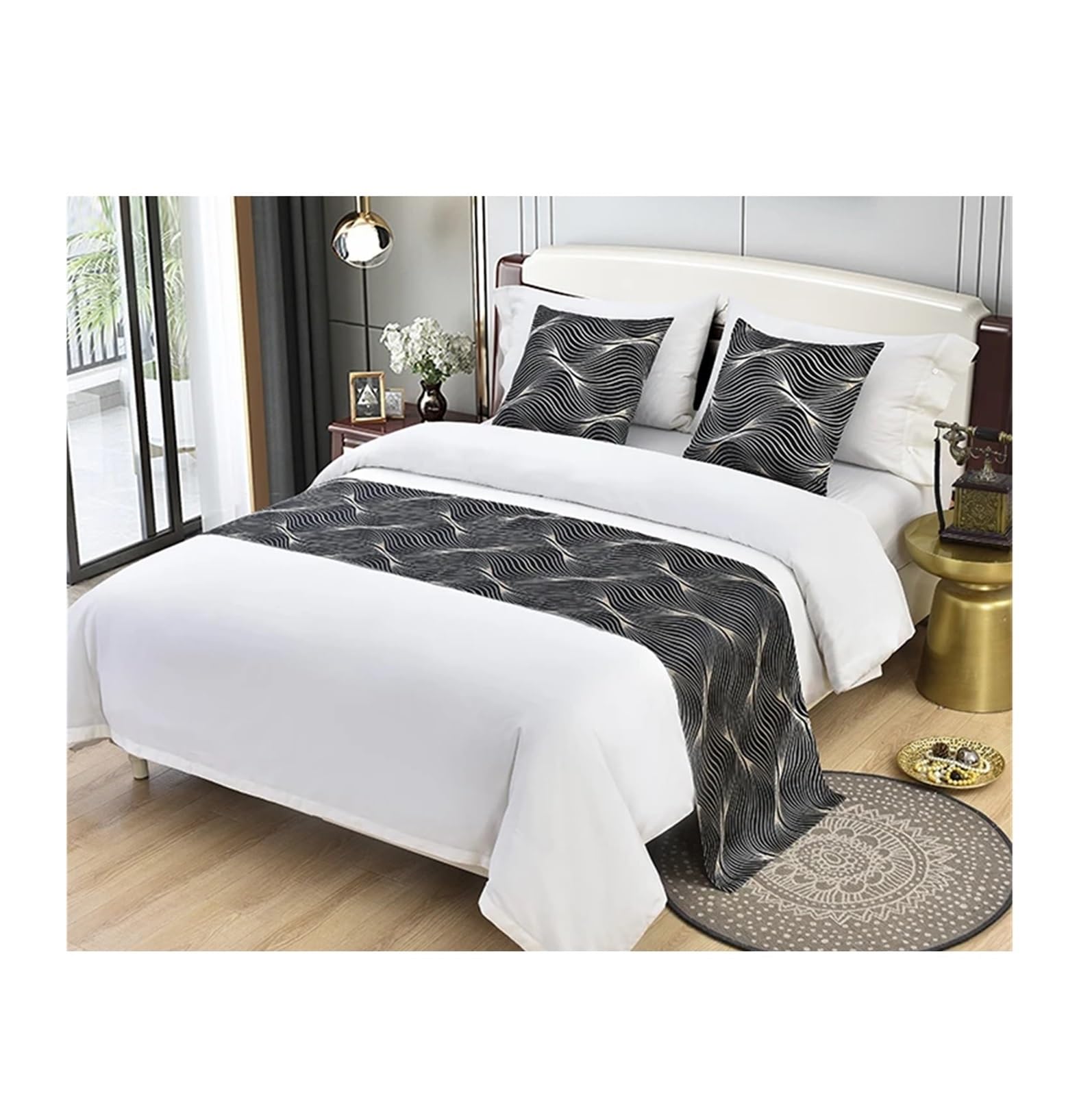 SHENJMAI Bed Runner Bed Table Runner Flag Hotel Cupboard Bedding Decor for Home Parlor Wedding Room(Q,50x240cm)