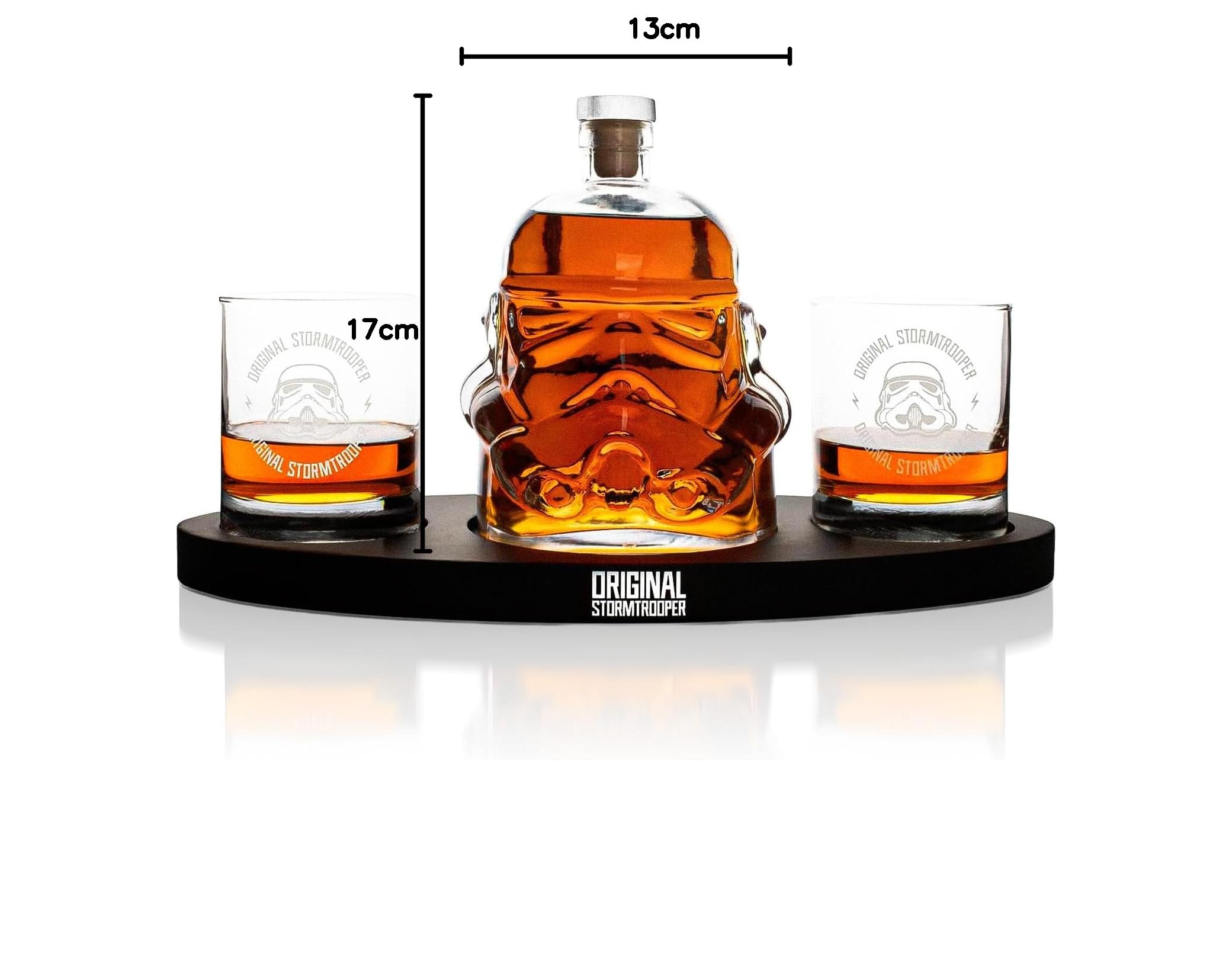ThumbsUp! Set decanter originale Stormtrooper con 2 bicchieri da whisky 3D, per whisky, bourbon, scotch e gin, decanter da 750 ml con sigillo in sughero originale, bicchieri da 300 ml, regalo di