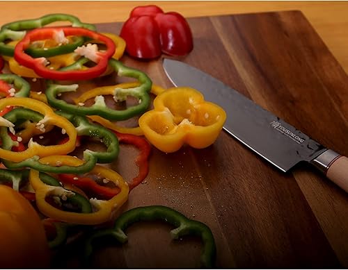 Miniatura 5 de YOUSUNLONG Cuchillo de chef de 8 pulgadas, cuchillos de cocina japoneses de acero inoxidable alemán AUS8 de alto carbono, mango de madera de arce