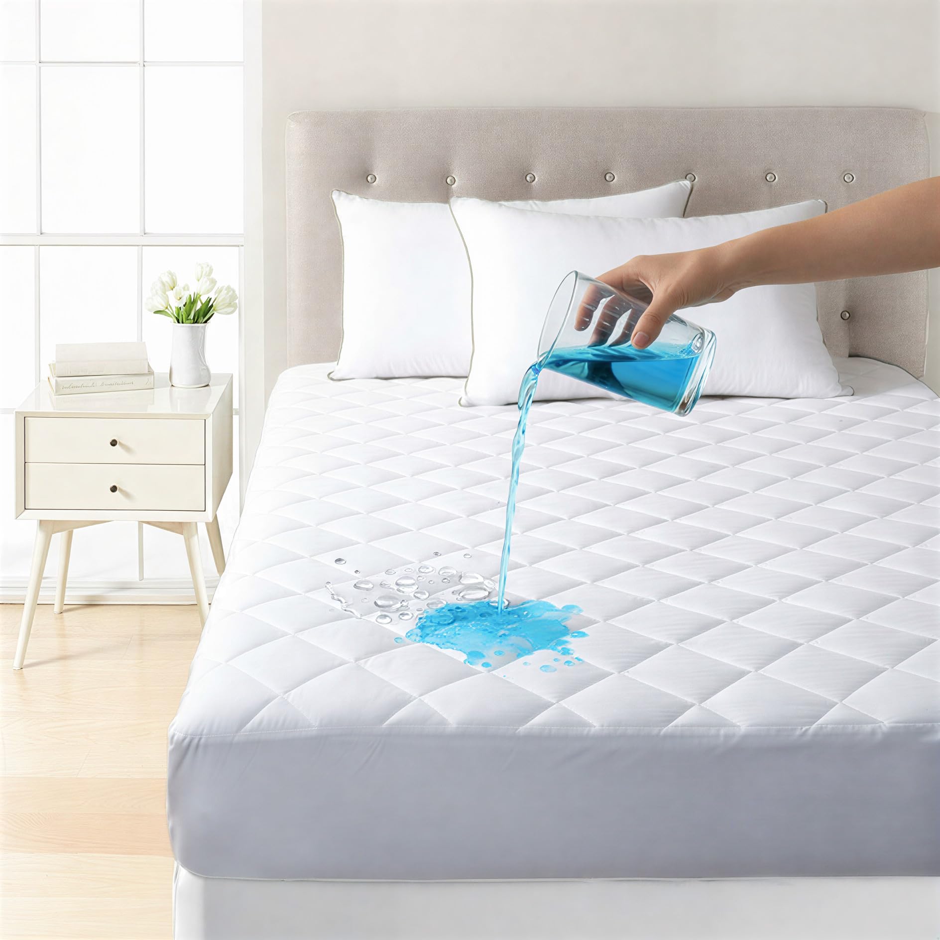 ELITLUX 100% Waterproof Mattress Protector – Noiseless, Absorbent & Machine Washable Small Double Mattress Protector (122x190cm) With Extra Deep 30cm Fitted Skirt
