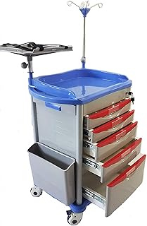 MS3C-500T, Lite Emergency Crash Cart Crash Cart with Accessories, IV Pole, Cardiac Board, O2 Holder, Power Strip