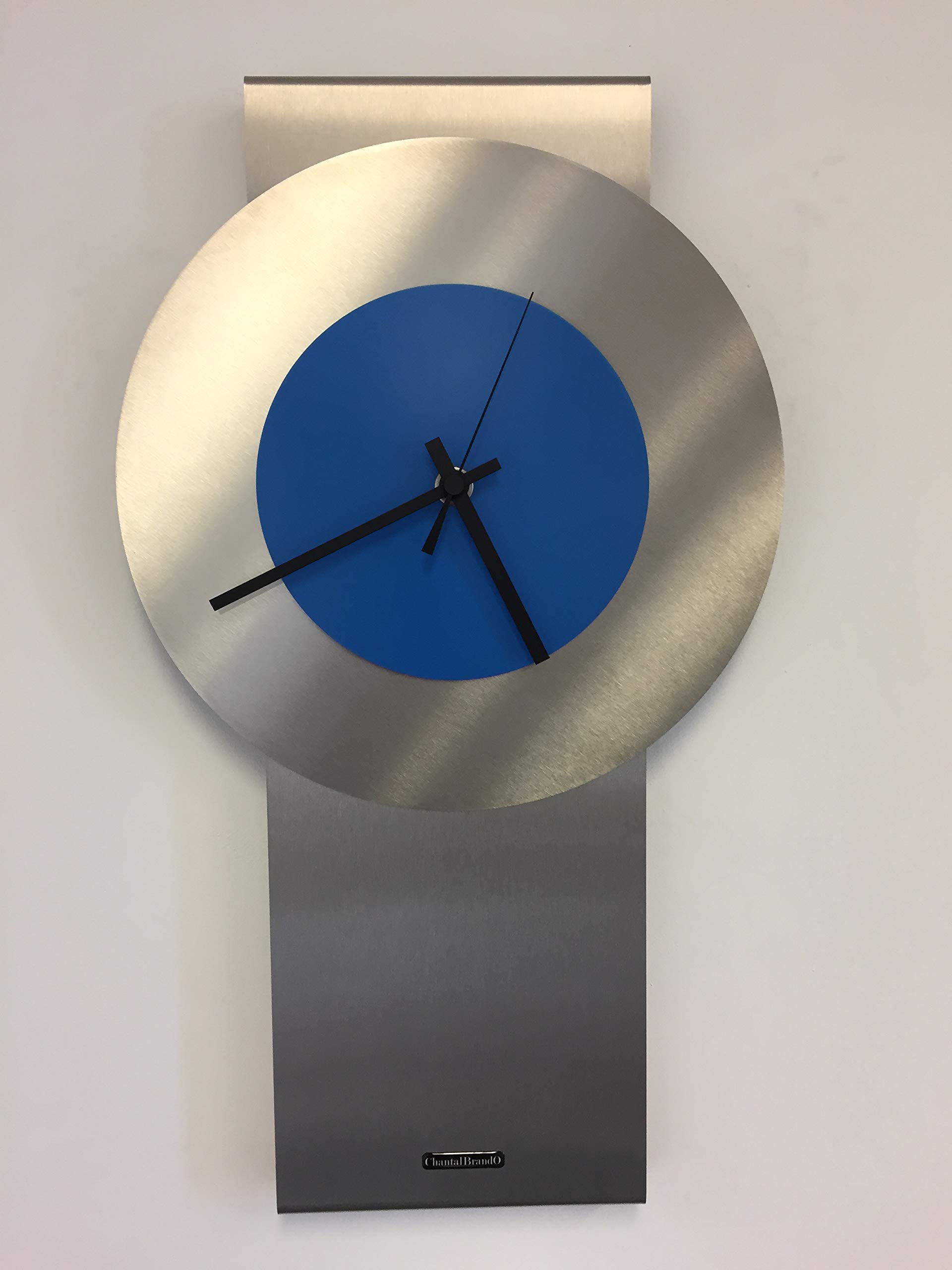 Horloge murale au design moderne bleu avec balancier pour salon
