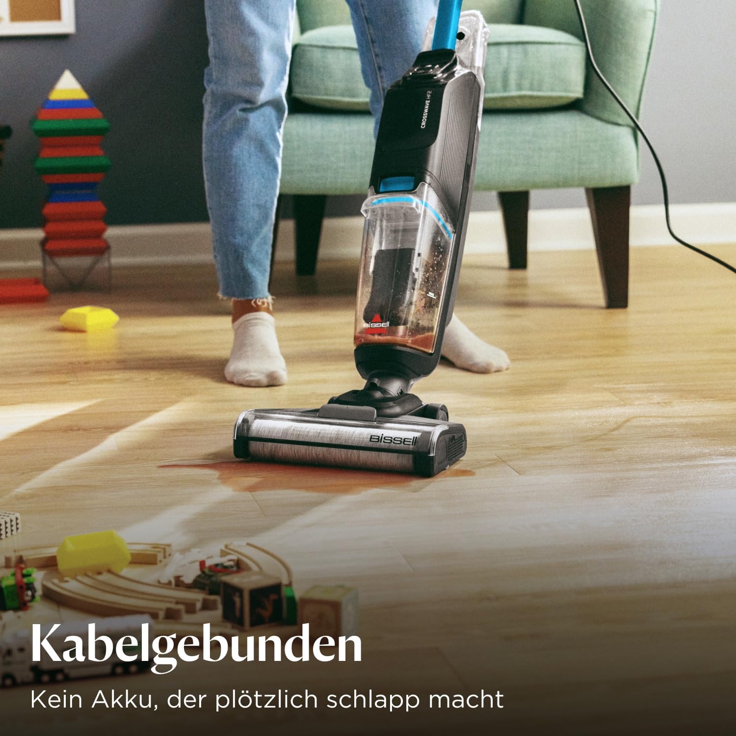 BISSELL CrossWave HF2 Nass Trockensauger mit Kabel, Saugen & Wischen, Leichtgewichtiger Nasssauger, 3845N