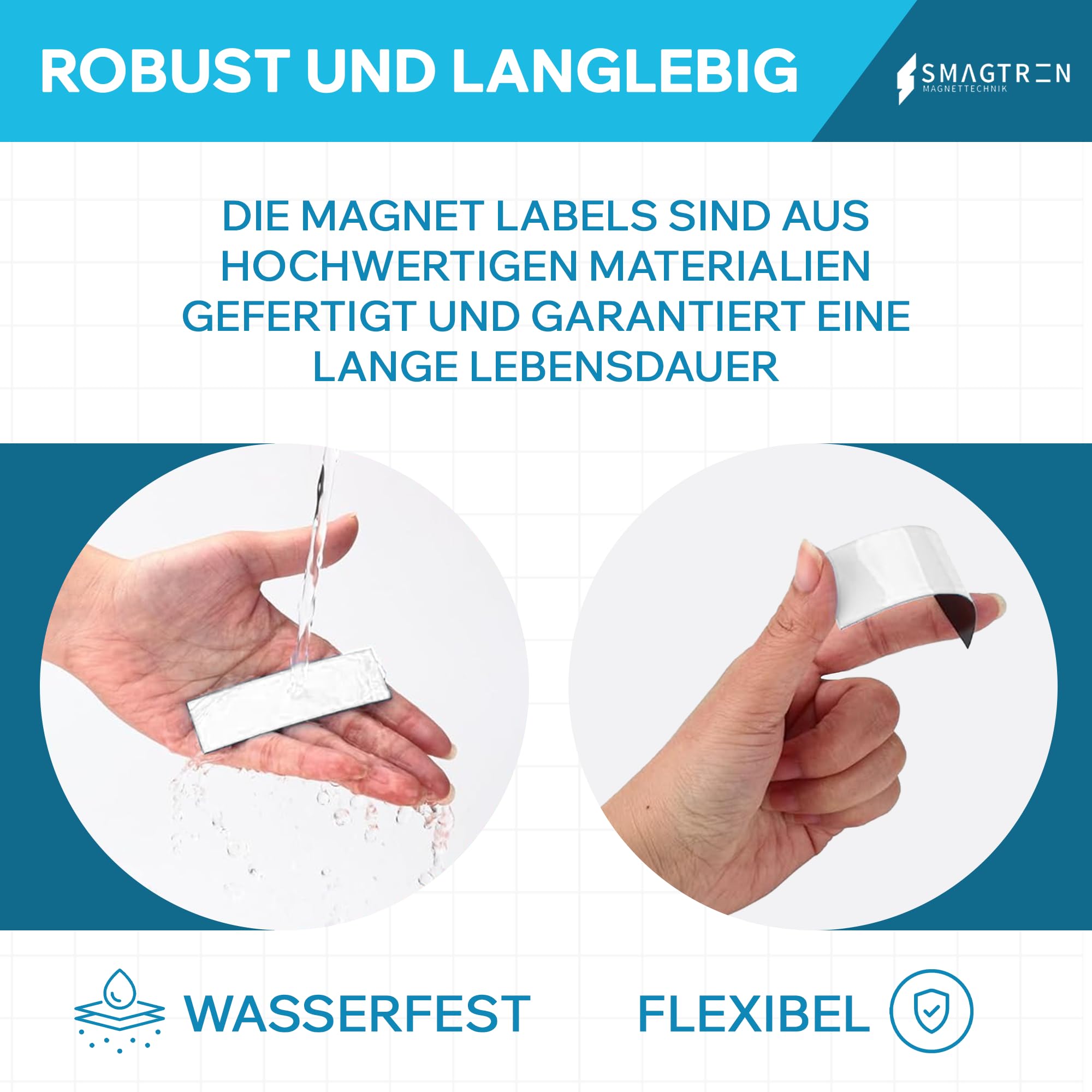 Magnetschild Magnetetiketten Magnetstreifen - Magnet Etikett inkl. Gratis Stift - für Lagerbeschriftung Kennzeichnung, Magnettafeln, Magnetband, Größe:150 x 100 mm, Menge:25 Stück
