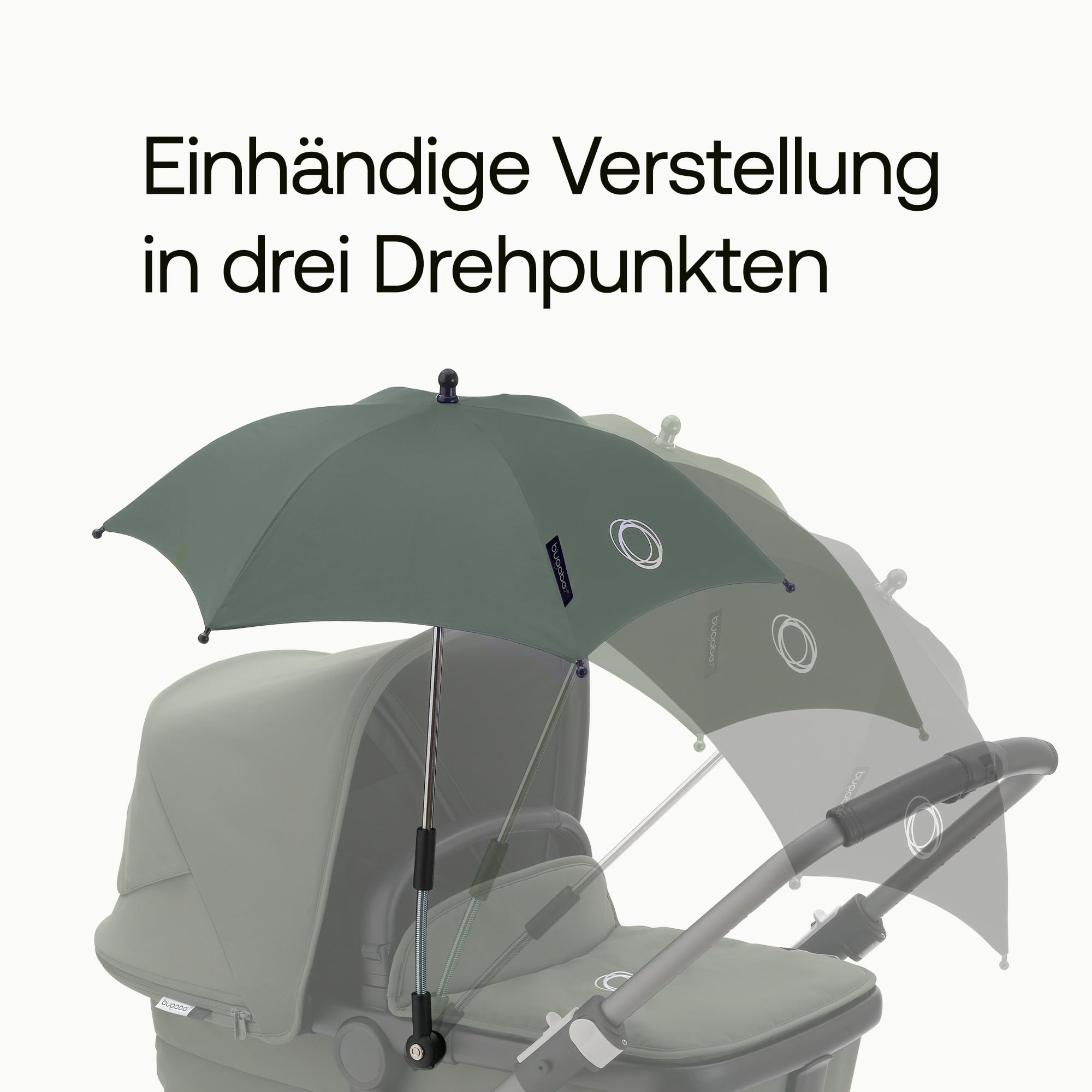 Bugaboo Sonnenschirm+ kompatibel mit Bugaboo Kinderwagen UPF 50+ UV-Schutz große Schattenfläche verstellbar Forest Green