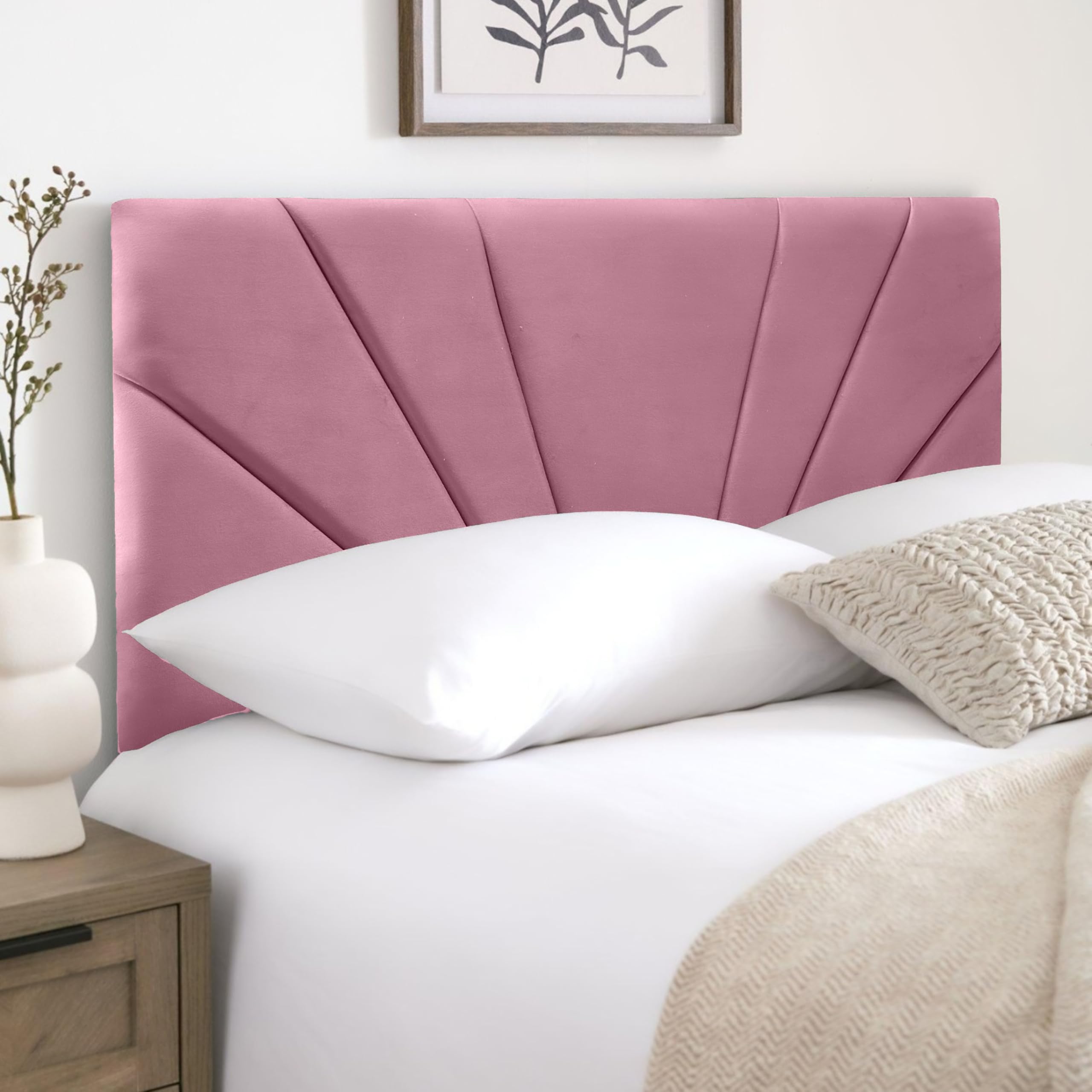 HB-1 Headboards for Beds – Butterfly 24'' Divan Bed Headboard – Headboards for Divan Beds, Bedroom & Hotel Furniture, Elegant Soft Plush Fabric Head Board