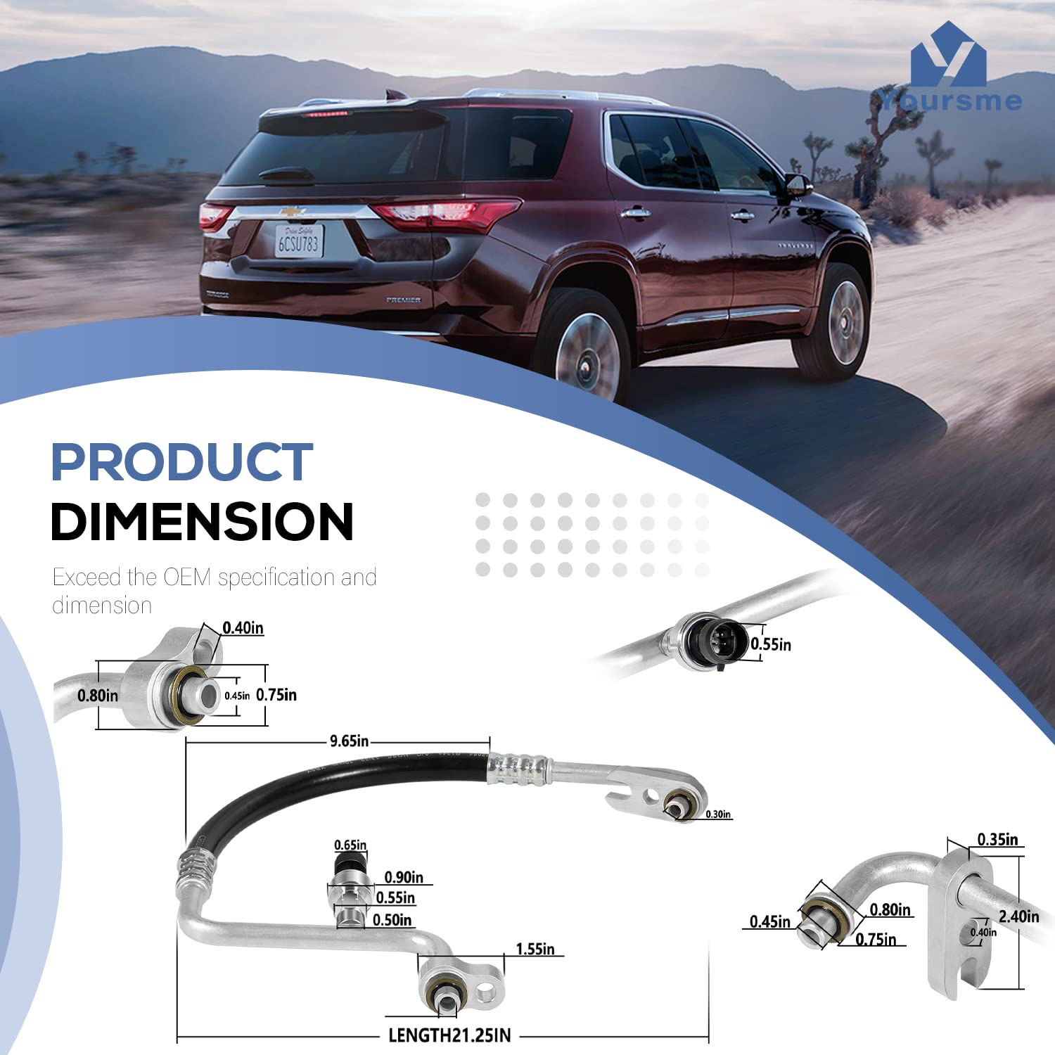 15-34440 Air Conditioning Compressor and Condenser Hose Assembly Replacement For Buick Enclave 2008-2012 Chevy Traverse 2009-2012 GMC Acadia 2007-2012 Saturn Outlook 2007-2010