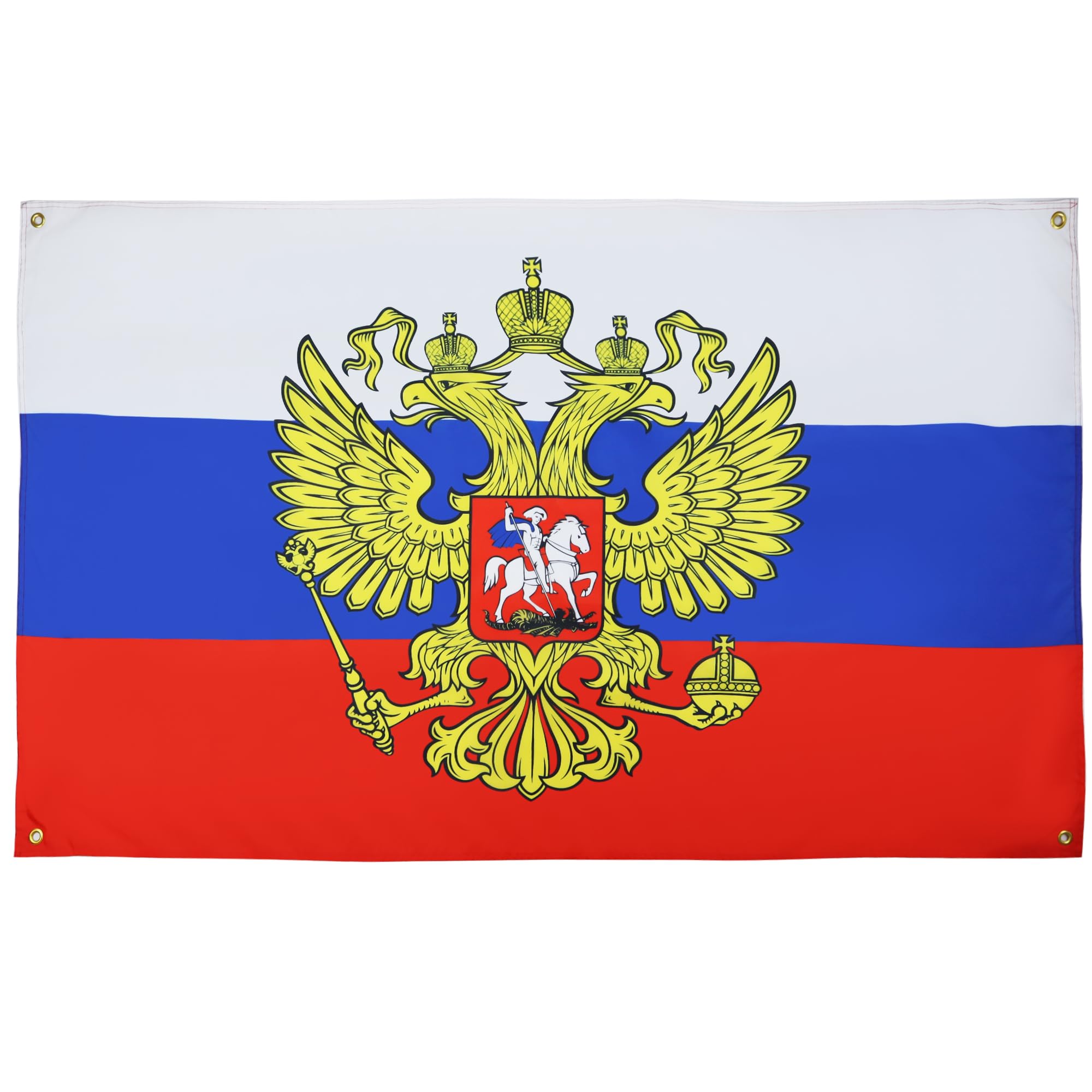 AZ FLAG Russian Flag with Eagle 150 x 90 cm with 4 Eyelets for Balcony or Wall, Russia with Eagle, 1 Pièce