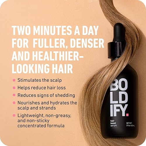 Miniatura 2 de BOLDIFY Suero para el crecimiento del cabello, 2 onzas, 30 potenciadores naturales + 4 péptidos clínicamente probados, tratamiento ligero y no graso